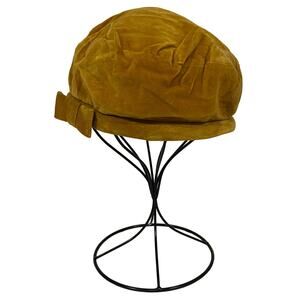 Roos Bros California Vintage Women’s Hat Velvet 50s Mid Century Golden Beret